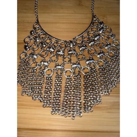Chico’s Kellen Boho Bib Silver Tone Boho Bohemian Statement Necklace Adjustable - Picture 7 of 11
